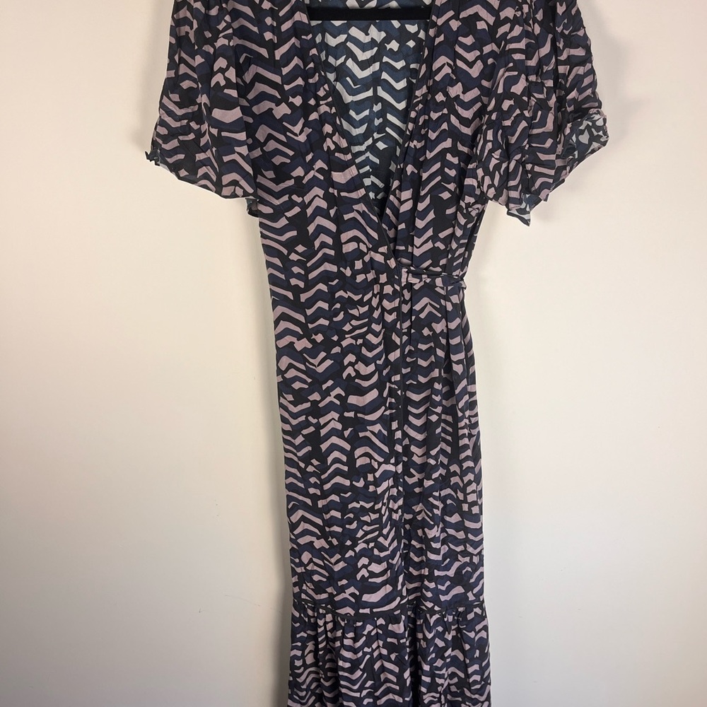 La roque Patterned silk maxi wrap Dress size small